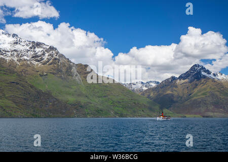 TSS Earnslaw Kreuzfahrt Lake Wakatipu, Queensland, South Island, Neuseeland Stockfoto