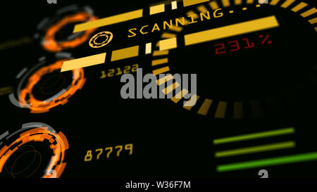 Abstrakte Advanced Technology Control panel Benutzeroberfläche. 3D-Rendering. Stockfoto