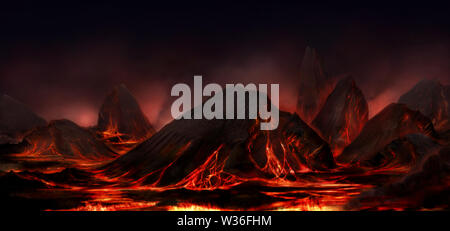 Fantasy lava Landschaft Stockfoto