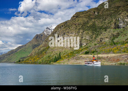 TSS Earnslaw Kreuzfahrt Lake Wakatipu, Queensland, South Island, Neuseeland Stockfoto