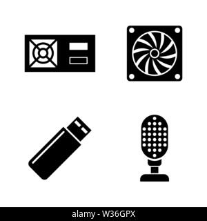 Hardware. Einfache ergänzende Vector Icons Set für Video, Mobile Anwendungen, Websites, Print Projekte und ihre Gestaltung. Abbildung schwarz auf weiß Backgrou Stock Vektor