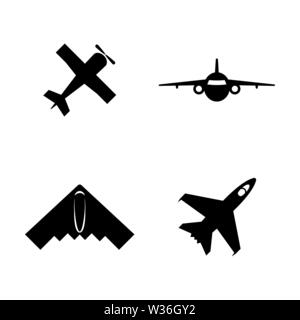 Flugzeuge, Flugzeuge. Einfache ergänzende Vector Icons Set für Video, Mobile Anwendungen, Websites, Print Projekte und ihre Gestaltung. Flugzeuge, Flugzeuge Symbol schwarz Fla Stock Vektor
