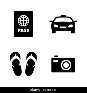 Tourismus, Urlaub. Einfache ergänzende Vector Icons Set für Video, Mobile Anwendungen, Websites, Print Projekte und ihre Gestaltung. Tourismus, Urlaub Symbol schwarz Fla Stock Vektor