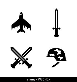 Militärische Waffen. Einfache ergänzende Vector Icons Set für Video, Mobile Anwendungen, Websites, Print Projekte und ihre Gestaltung. Militärische Waffen Symbol Schwarz Stock Vektor
