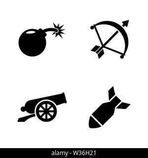 Die Waffen des Krieges. Einfache ergänzende Vector Icons Set für Video, Mobile Anwendungen, Websites, Print Projekte und ihre Gestaltung. Die Waffen des Krieges Symbol schwarz Illu Stock Vektor