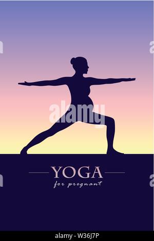 Yoga für Schwangere Frauen silhouette Vektor-illustration EPS 10. Stock Vektor