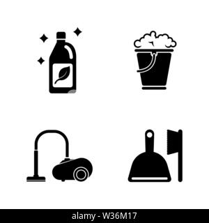 Waschen aufräumen. Einfache ergänzende Vector Icons Set für Video, Mobile Anwendungen, Websites, Print Projekte und ihre Gestaltung. Abbildung schwarz auf weiß B Stock Vektor