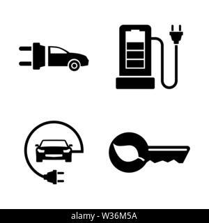 Elektroauto. Einfache ergänzende Vector Icons Set für Video, Mobile Anwendungen, Websites, Print Projekte und ihre Gestaltung. Elektroauto Symbol schwarz Illustra Stock Vektor