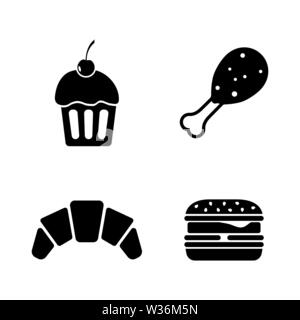 Junk Food. Einfache ergänzende Vector Icons Set für Video, Mobile Anwendungen, Websites, Print Projekte und ihre Gestaltung. Junk Food Symbol Schwarz Abbildung o Stock Vektor