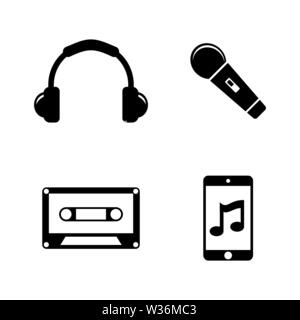 Musik, Sound, Audio. Einfache ergänzende Vector Icons Set für Video, Mobile Anwendungen, Websites, Print Projekte und ihre Gestaltung. Musik, Sound, Audio Symbol Schwarz Stock Vektor