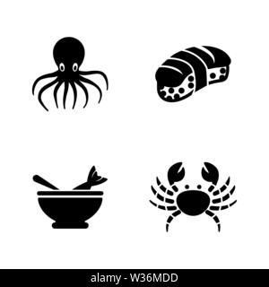 Ozean Meeresfrüchte, Fisch Restaurant. Einfache ergänzende Vector Icons Set für Video, Mobile Anwendungen, Websites, Print Projekte und ihre Gestaltung. Ozean Meeresfrüchte, Fisch Stock Vektor