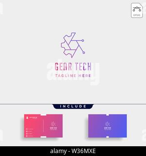 Gear technology logo Vektor Motor Industrie Symbol zeichen isoliert Stock Vektor