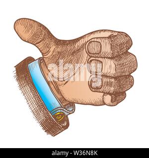 Farbe Hand Geste Daumen, Finger auf Doodle Vektor Stock Vektor