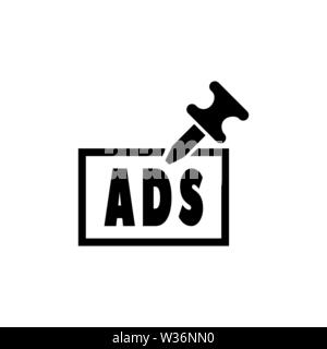 Ad Papiere festgesteckt und die angeschlossenen Vektor icon. Einfache flache Symbol auf weißem Hintergrund Stock Vektor