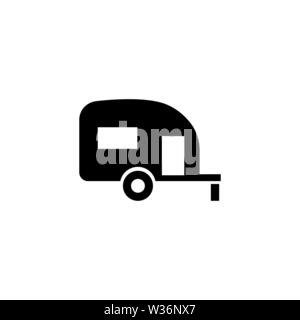 Caravan Anhänger nach Hause. Flache Vektor Icon. Einfach schwarzes Symbol auf weißem Hintergrund Stock Vektor