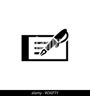 Business Besuchen Sie Karte mit Füllfederhalter. Flache Vektor Icon. Einfach schwarzes Symbol auf weißem Hintergrund Stock Vektor