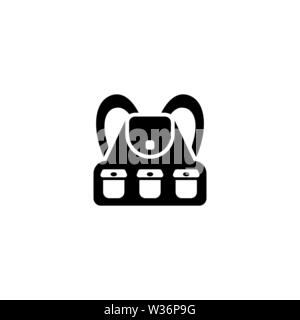 Touristische Wanderrucksack. Flache Vektor Icon. Einfach schwarzes Symbol auf weißem Hintergrund Stock Vektor