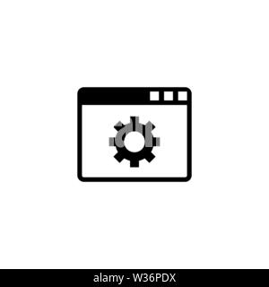 Browser einrichten. Flache Vektor Icon. Einfach schwarzes Symbol auf weißem Hintergrund Stock Vektor