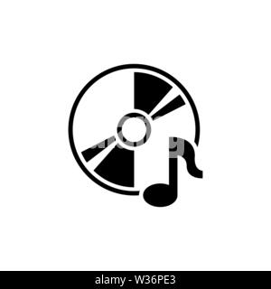 Musik Compact Disk. CD oder DVD. Flache Vektor Icon. Einfach schwarzes Symbol auf weißem Hintergrund Stock Vektor