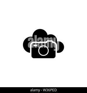 Cloud Photo Storage. Flache Vektor Icon. Einfach schwarzes Symbol auf weißem Hintergrund Stock Vektor