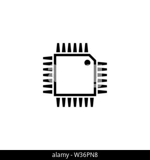 Hardware Prozessor Chip. CPU. Flache Vektor Icon. Einfach schwarzes Symbol auf weißem Hintergrund Stock Vektor