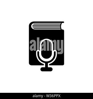 Voice Buchen Sie über Mikrofon. Flache Vektor Icon. Einfach schwarzes Symbol auf weißem Hintergrund Stock Vektor