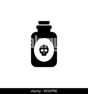Glas Gift aus der Flasche. Flache Vektor Icon. Einfach schwarzes Symbol auf weißem Hintergrund Stock Vektor
