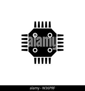GPU-Chip. Flache Vektor Icon. Einfach schwarzes Symbol auf weißem Hintergrund Stock Vektor