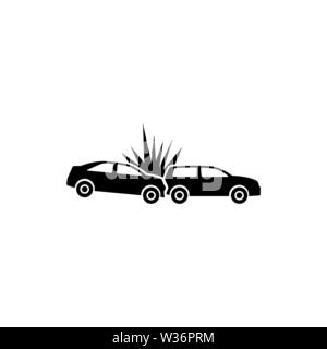 Abgestürzt Autos. Flache Vektor Icon. Einfach schwarzes Symbol auf weißem Hintergrund Stock Vektor
