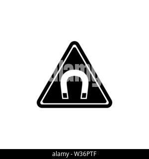 Starke magnetische Feld Warnung. Flache Vektor Icon Abbildung. Einfach schwarzes Symbol auf weißem Hintergrund. Starkes Magnetfeld Warning sign Design templ Stock Vektor