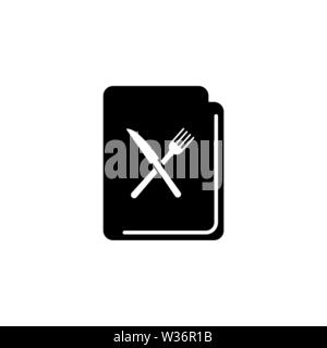Kochen Rezept, Kochen Buch. Flache Vektor Icon Abbildung. Einfach schwarzes Symbol auf weißem Hintergrund. Kochen Rezept, Kochen Buch Sign Design Template für Stock Vektor