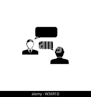 Sprechende Personen, Reden Chatten. Flache Vektor Icon Abbildung. Einfach schwarzes Symbol auf weißem Hintergrund. Sprechende Personen, Reden Chat sign Design templ Stock Vektor