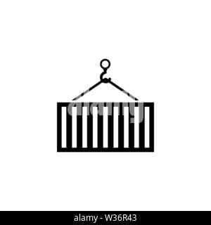 Kran Container. Flache Vektor Icon Abbildung. Einfach schwarzes Symbol auf weißem Hintergrund. Kran Container sign Design Template für Web und mobile UI el Stock Vektor