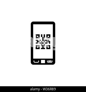 Mobile Smartphone QR-Code. Flache Vektor Icon Abbildung. Einfach schwarzes Symbol auf weißem Hintergrund. Mobile Smartphone QR-Code sign Design Template für Stock Vektor