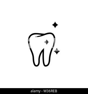 Shining Zahn, Gesundheit Dent. Flache Vektor Icon Abbildung. Einfach schwarzes Symbol auf weißem Hintergrund. Shining Zahn, Gesundheit Dent sign Design vorlage fo Stock Vektor