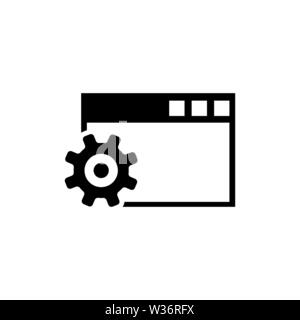 Browser Einrichten, Konfigurieren von Einstellungen. Flache Vektor Icon Abbildung. Einfach schwarzes Symbol auf weißem Hintergrund. Browser einrichten, konfigurieren Sie Einstellungen an desi Stock Vektor