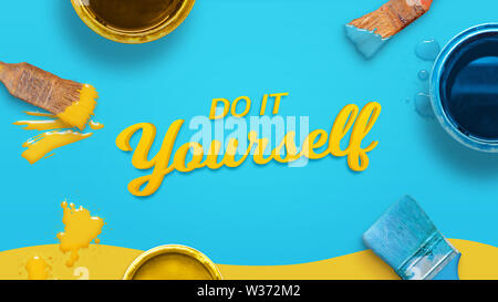 Do it yourself Zusammensetzung mit der Malerei. Ansicht von oben, flach. Stockfoto