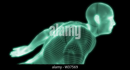 Medizinische Visualisierung von einem menschlichen Körper in Bewegung Stockfoto