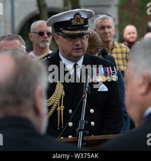 D-Day 75 Jahre Gedenkfeiern in Liverpool War Memorial, die von lokalen regimental Veteranen, hochrangige Arm, Navy und R.A.F Veteranen besucht Stockfoto