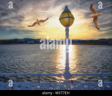 ZEITGENÖSSISCHE FOTOKUNST: Abendflug (Princess Pier, Torquay, Devon, Großbritannien) Stockfoto