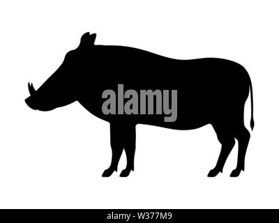 Vektor schwarze Silhouette Warzenschwein Stock Vektor