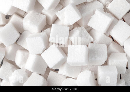 Weiße Zuckerwürfel (full-Frame-Bild) für den Einsatz als Hintergrundbild oder als Textur Stockfoto