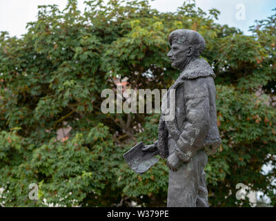 Detail der Statue von Feldmarschall Bernard Law Montgomery, 1. Viscount Montgomery von Alamein, KG, GCB, DSO in Colleville-Montgomery, Normandie, Frankreich. Stockfoto