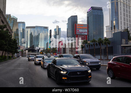 Las Vegas Strip, casino und Hotels, Blick auf die Stadt mit moderner Architektur und Luxus speichert Stockfoto