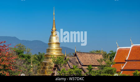 Wat Phra Singh Tempel in Chiang Mai, Nordthailand. Top panorama Shot Stockfoto