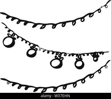 Vektor isoliert Hand zeichnen Weihnachten Spielzeug Girlande auf weißem Hintergrund Stock Vektor