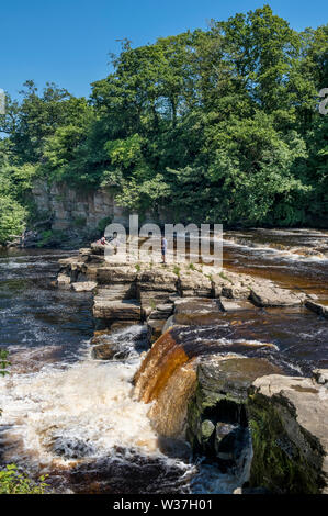 Fluss Swale Wasserfälle in Richmond, North Yorkshire Stockfoto