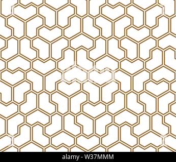 Nahtlose geometrische Muster. Die durchschnittliche Dicke Linien verdoppelt. Goldene Farbe Stock Vektor