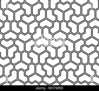 Nahtlose geometrische Muster. Die durchschnittliche Dicke Linien verdoppelt. Schwarze Farbe. Stock Vektor