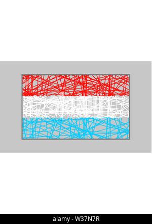 Luxemburg Flagge Design Konzept. Flagge der Bleistiftstriche und Land Name gemalt. Bild relativ zu Reisen und Politik Themen Stock Vektor